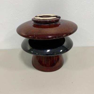 -145- Large Brown Porcelain Insulator | Planter | Salvaged