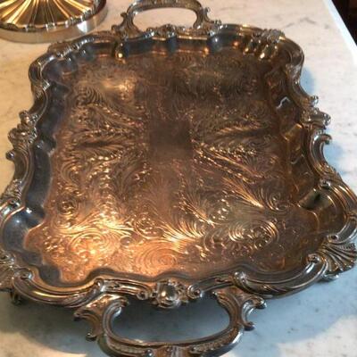 172 - English Silverplated Footed Serving Tray