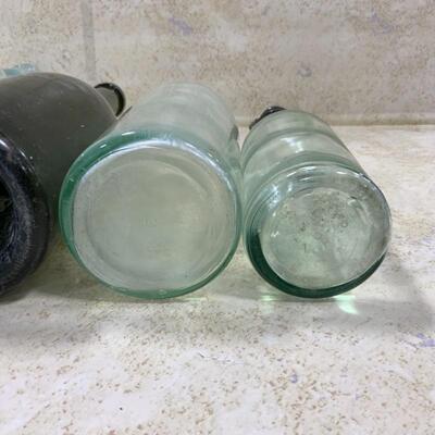 -147- VINTAGE | Four Unmarked Bottles | Blue Glass | Green