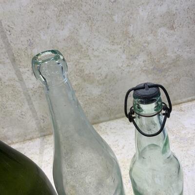 -147- VINTAGE | Four Unmarked Bottles | Blue Glass | Green