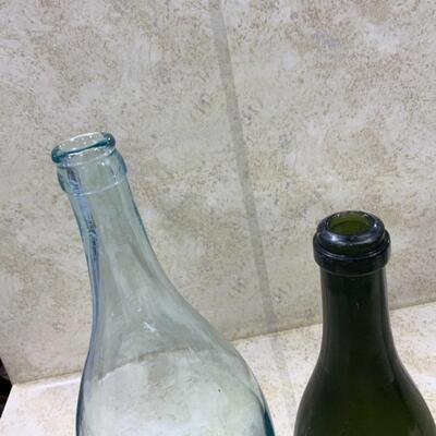 -147- VINTAGE | Four Unmarked Bottles | Blue Glass | Green