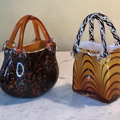 178 - (2) Hand-blown Murano Glass Purses by Manorisms
