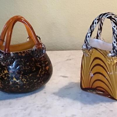 178 - (2) Hand-blown Murano Glass Purses by Manorisms