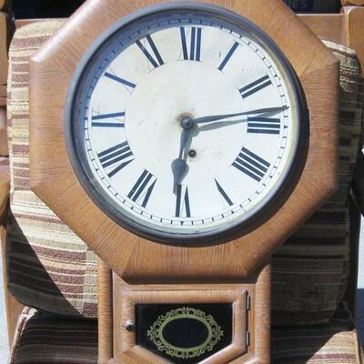 Lot 14 Antique Ansonia Wind Up Regulator Clock As Is