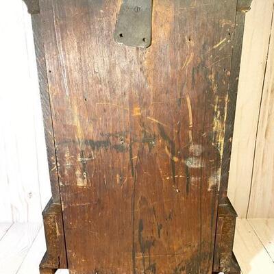 Lot 57 Antique Mantel Clock w/Key & Pendulum Wood