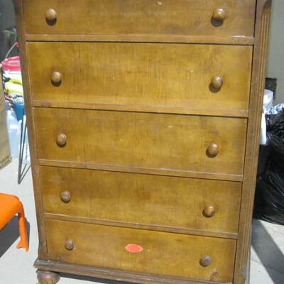 Lot 65 Vintage 5 Drawer Chest / Dresser by Angelus Furniture Co.