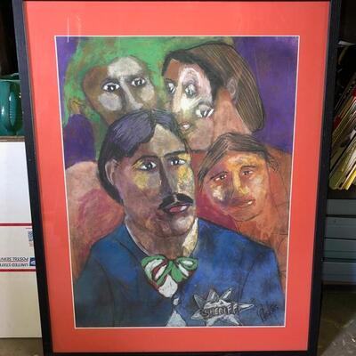Lot 87 Pastel Drawing by Long Beach Artist Sid Hoskins Framed "Sheriff"