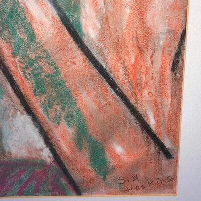 Lot 93 Pastel Drawing by Long Beach Artist Sid Hoskins Framed "Pensive"