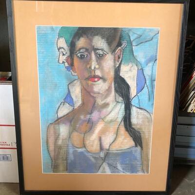 Lot 94 Pastel Drawing by Long Beach Artist Sid Hoskins Framed "Day Dream"