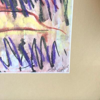 Lot 96 Pastel Drawing by Long Beach Artist Sid Hoskins Framed "Bent"