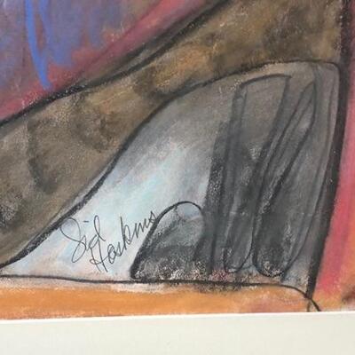 Lot 99 Pastel Drawing by Long Beach Artist Sid Hoskins Framed "What?"