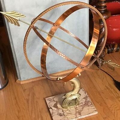 187 - Brass & Copper Armillary Sundial Sculpture 