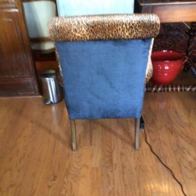 190 - Leopard Print Queen Anne Style Chair  #1