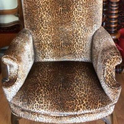 191 - Leopard Print Queen Anne Style Chair  #2