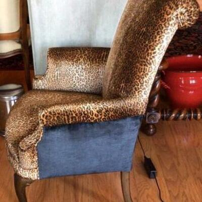 191 - Leopard Print Queen Anne Style Chair  #2