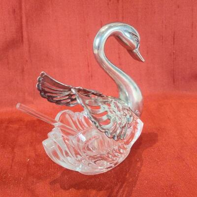 Italian Swan Salt Cellar and Spoon
