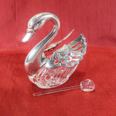 Italian Swan Salt Cellar and Spoon