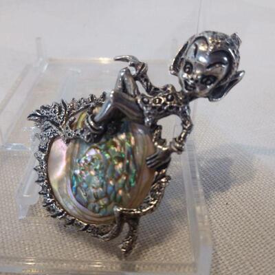 Vintage Sterling Silver & Abalone Pixie Set
