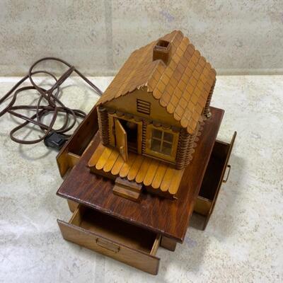 -152- VINTAGE | Prison Art | Log Cabin Popsicle Light | 1948 | Raiford Prison, Florida 