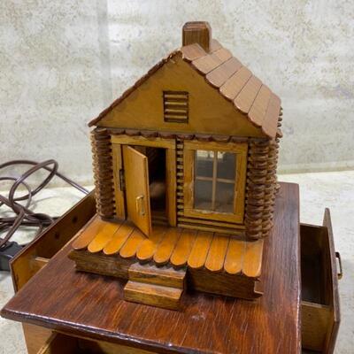 -152- VINTAGE | Prison Art | Log Cabin Popsicle Light | 1948 | Raiford Prison, Florida 