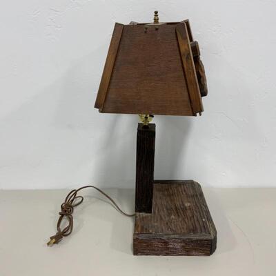 -154- Vintage | Hand-Carved Wood Table Lamp | Nautical | Anchor