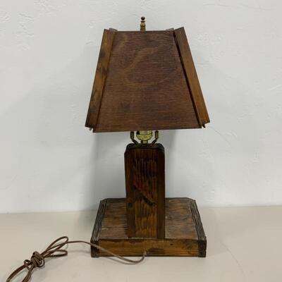 -154- Vintage | Hand-Carved Wood Table Lamp | Nautical | Anchor