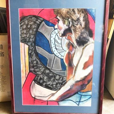 ART 43 Pastel Drawing by Sid Hoskins Long Beach Artist Bike Repair