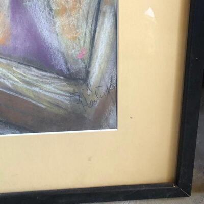 ART 45 Pastel Drawing by Sid Hoskins Long Beach Artist Shooting Pool