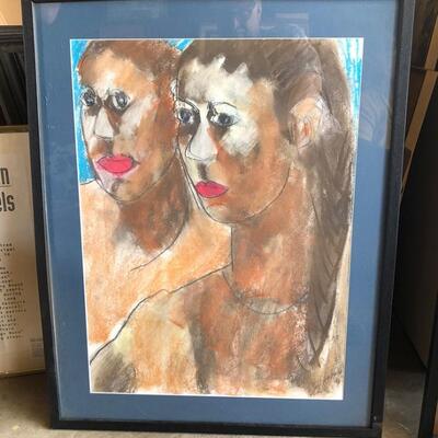 ART 48 Pastel Drawing by Sid Hoskins Long Beach Artist Sisters