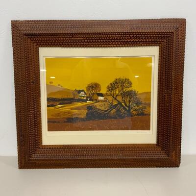 -156- VINTAGE | Tramp Art Frame | Prairie du Sac | Signed Art
