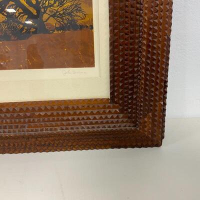 -156- VINTAGE | Tramp Art Frame | Prairie du Sac | Signed Art