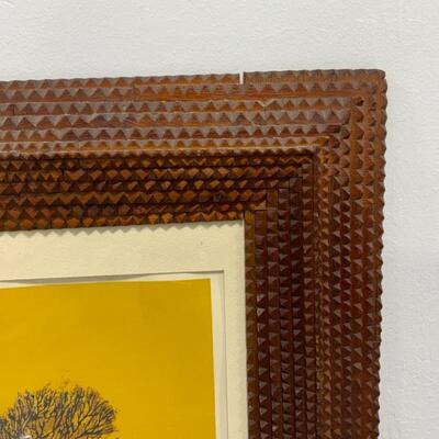 -156- VINTAGE | Tramp Art Frame | Prairie du Sac | Signed Art
