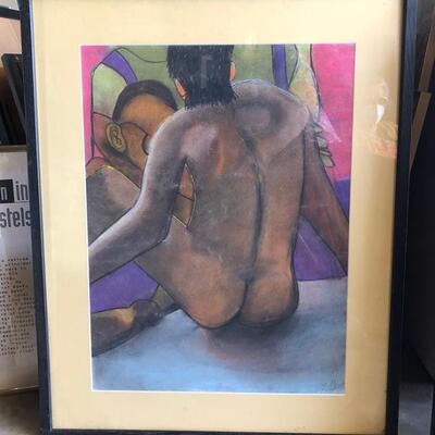 ART 50 Pastel Drawing by Sid Hoskins Long Beach Artist Backside