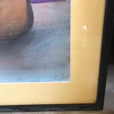 ART 50 Pastel Drawing by Sid Hoskins Long Beach Artist Backside