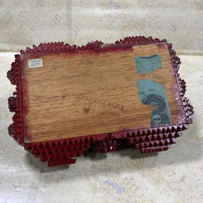 -158- VINTAGE | Tramp Art Cigar Box 