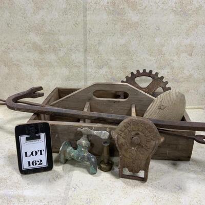 -162- FARM FRESH | Wood Tote | Float | Spigot | Crowbar | Poker 