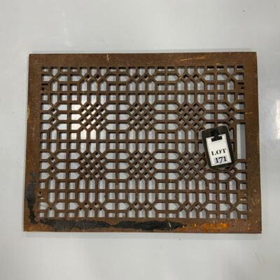 -171- FARM FRESH | ANTIQUE | Ornate Cast Iron Grate | Architectural Salvage
