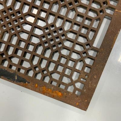 -171- FARM FRESH | ANTIQUE | Ornate Cast Iron Grate | Architectural Salvage
