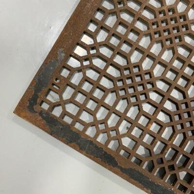 -171- FARM FRESH | ANTIQUE | Ornate Cast Iron Grate | Architectural Salvage