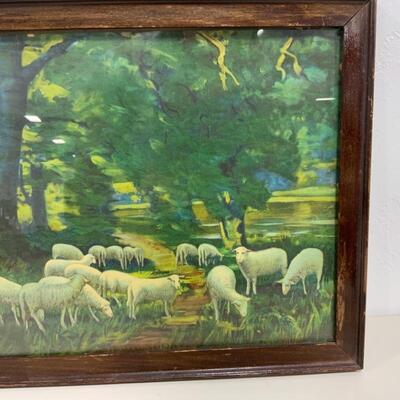 -173- VINTAGE | â€œA Shady Nookâ€ Print | Sheep in Field