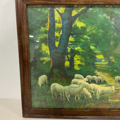 -173- VINTAGE | â€œA Shady Nookâ€ Print | Sheep in Field