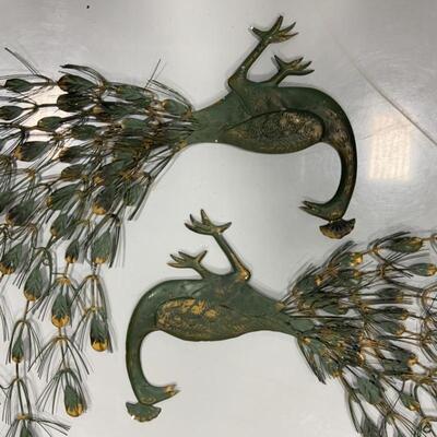 -174- Two Metal Peacocks | Wall Decor