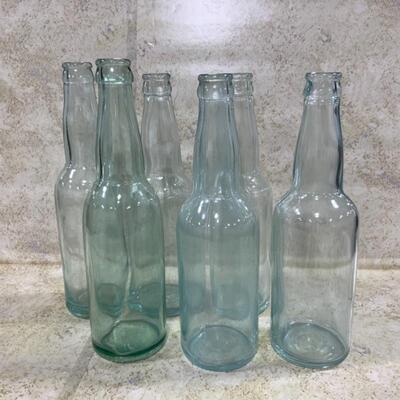 -177- VINTAGE | Nine Green Glass Bottles | Beer | Soda | Blue