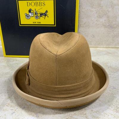 -179- VINTAGE | Dobbs Brown Suede Hat | Original Box | 7 1/8 | Fedora