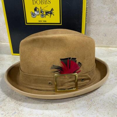 -179- VINTAGE | Dobbs Brown Suede Hat | Original Box | 7 1/8 | Fedora