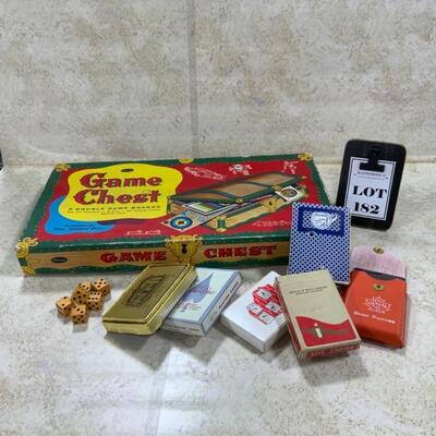 -182- VINTAGE | Game Chest - COMPLETE | 6 Decks Cards | 6 dice