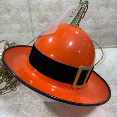 -190- VINTAGE | 1960s | Orange Top Hat Swag Light | WORKS!