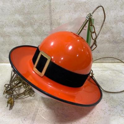 -190- VINTAGE | 1960s | Orange Top Hat Swag Light | WORKS!