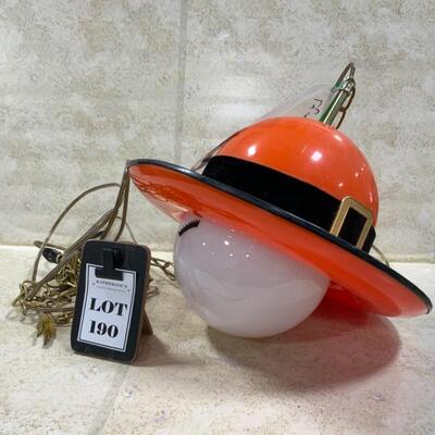 -190- VINTAGE | 1960s | Orange Top Hat Swag Light | WORKS!