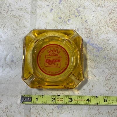 -193- VINTAGE | Western Motels Ashtray | Amber Glass